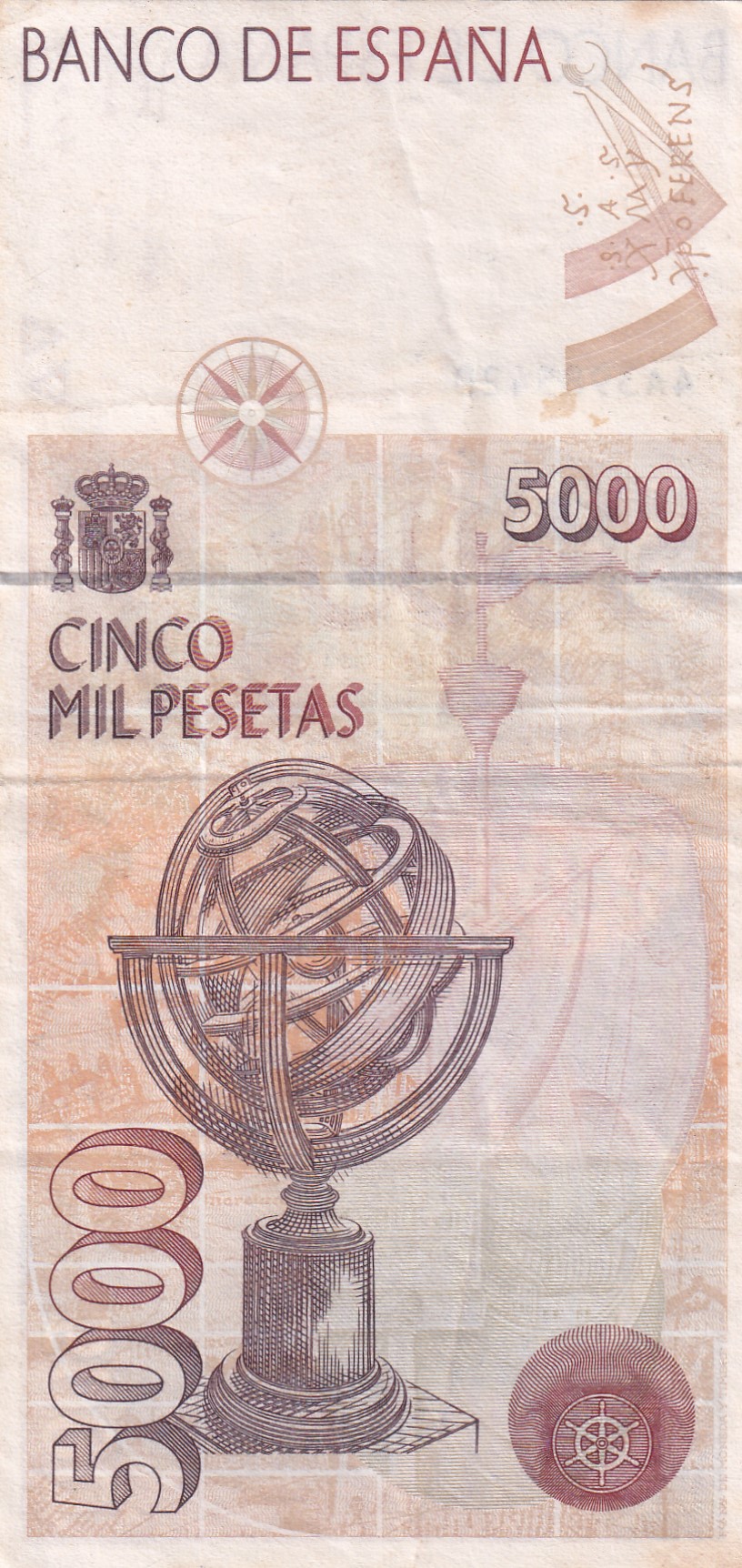 Spain 5000 Pesetas Rare World Note#B2
