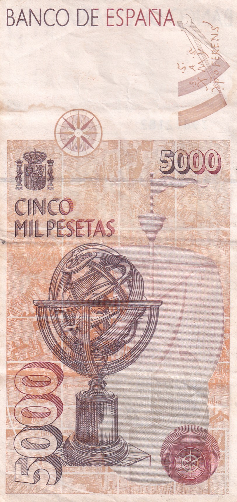 Spain 5000 Pesetas Rare World Note#B2
