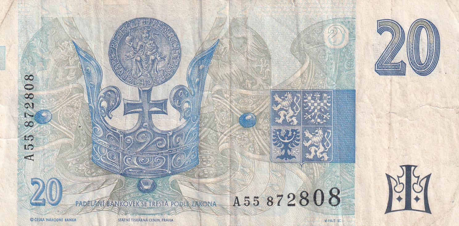 Czech Republic 20 Korun Rare World Note#B2