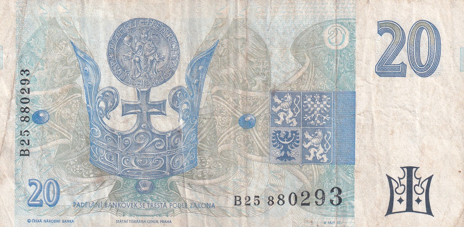 Czech Republic 20 Korun Rare World Note#B2