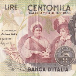 Italy 100 000 Lire Caravaggio (2nd type) Rare World Note