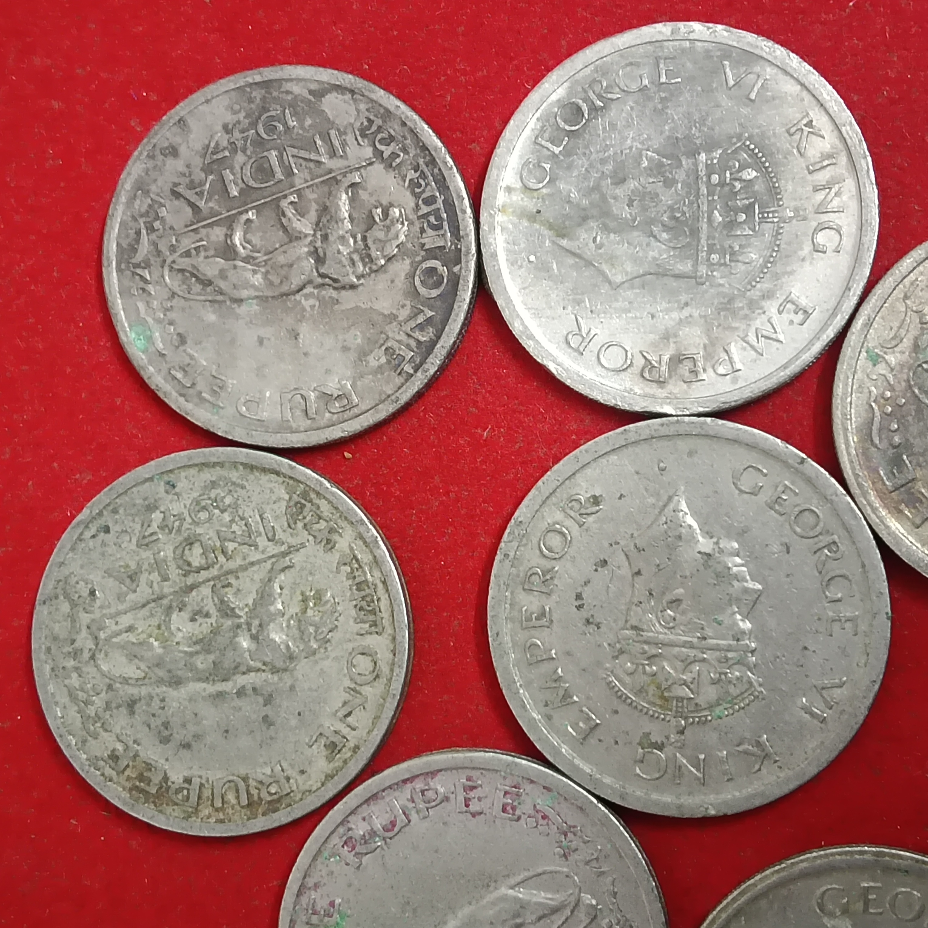 George Vi One Rupee 1947 Year British of India 8 Pcs Given