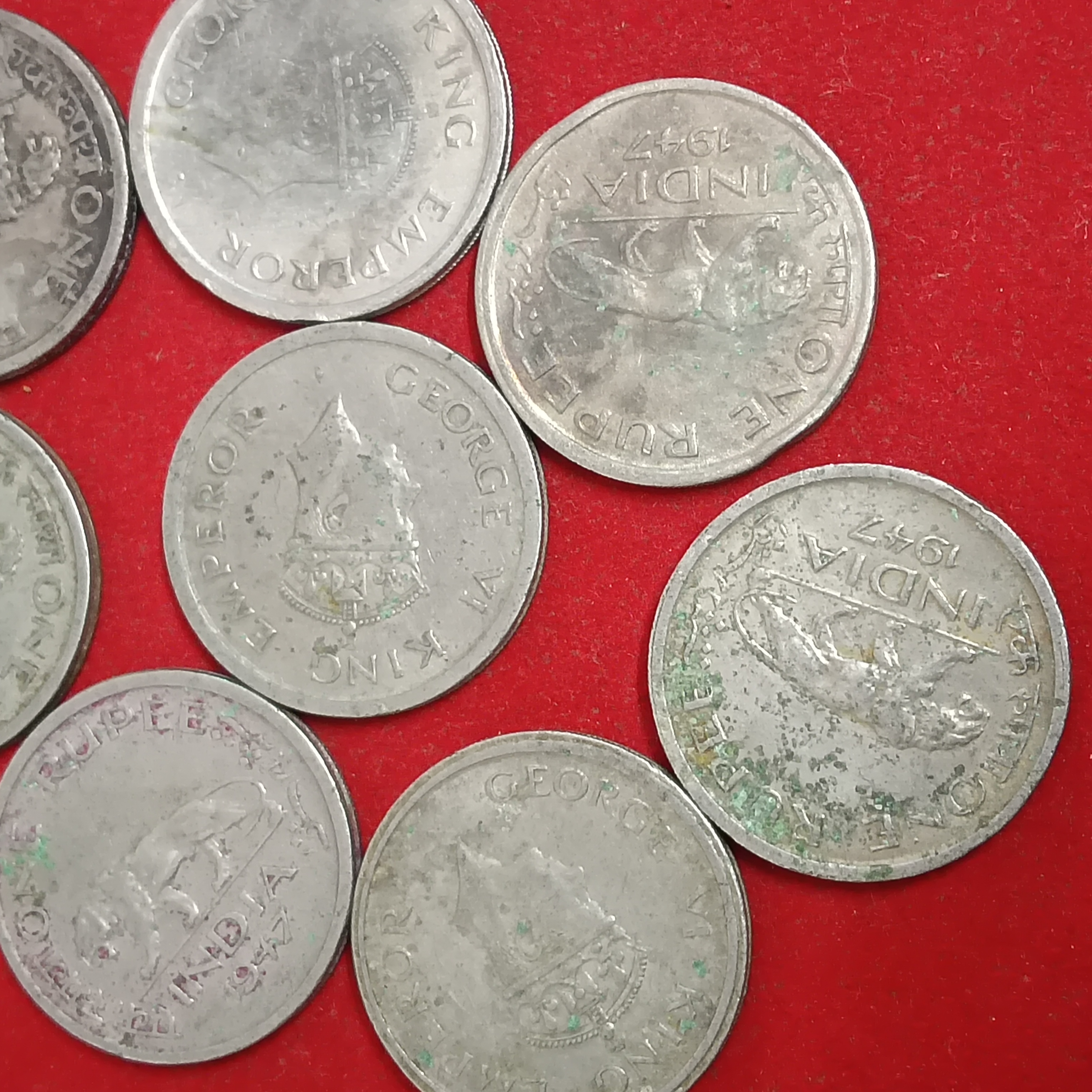 George Vi One Rupee 1947 Year British of India 8 Pcs Given