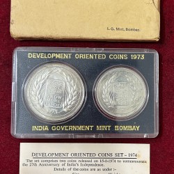 1973 Grow More Food ( 2 Coins Set) Bombay mint Rare set
