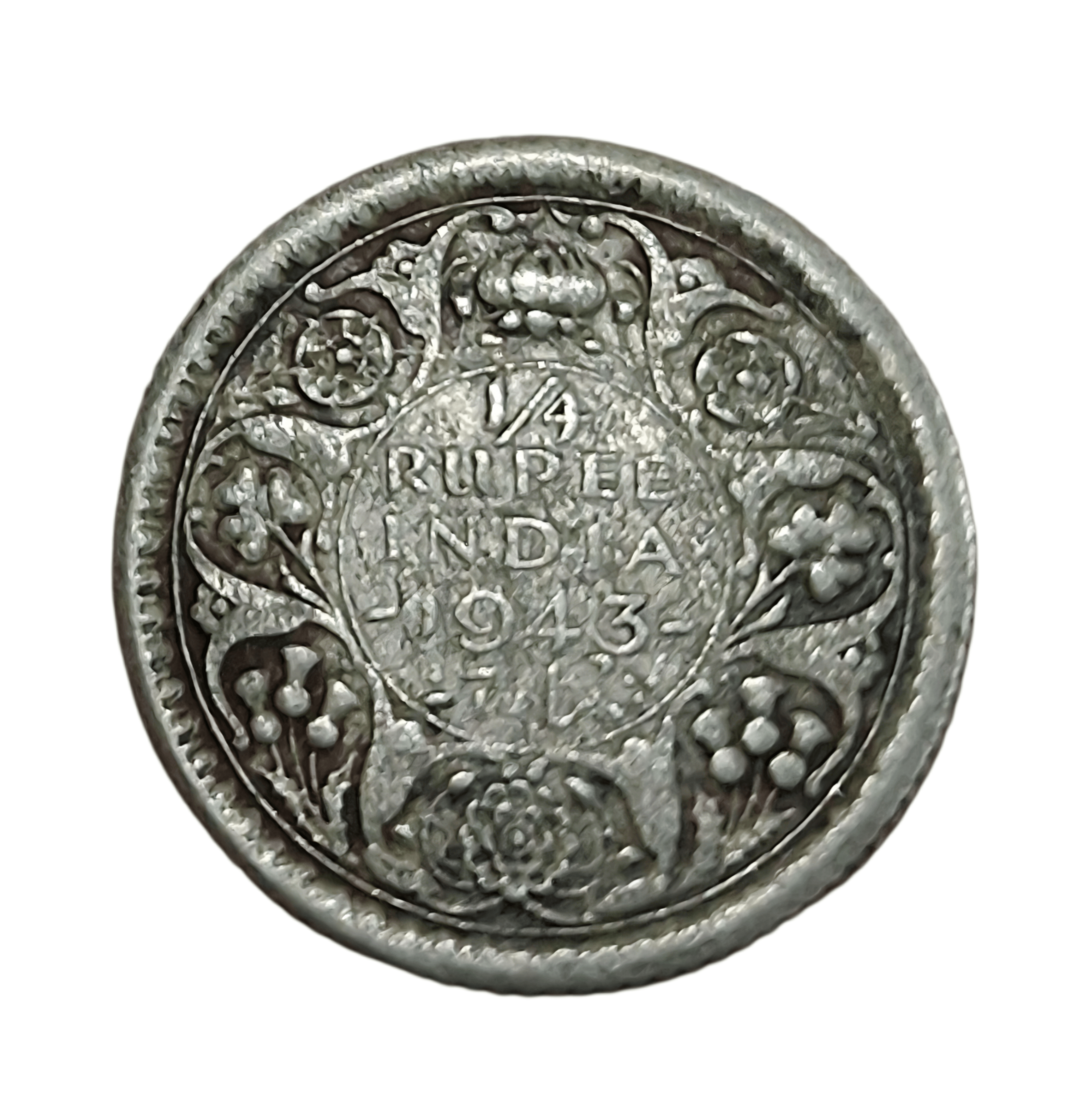 British India Silver 1/4 Rupee Year 1943 King George-VI in Collectable Grade.