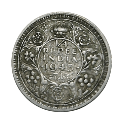 British India Silver 1/4 Rupee Year 1945 King George-VI in Collectable Grade.