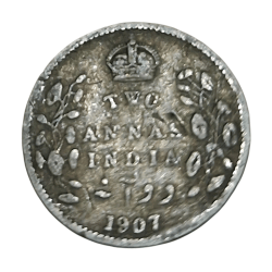 British India Silver 2 Anna’s Year 1907 King Edward-VII in Collectable Grade.