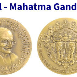 Mohandas Karamchand Gandhi Bronze Medal/ Ahimsa, Satyagraha, SEVA, Mahatma, BAPU Rare Beautiful Big Size Medellion with Stand # D-196