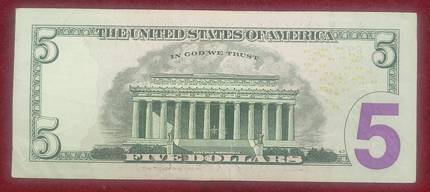 United States 5 Dollars (Federal Reserve) Rare Note #B-2
