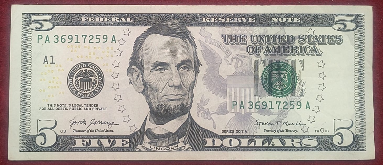 United States 5 Dollars (Federal Reserve) Rare Note #B-2