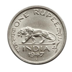 British India 1 Rupee 1947 George VI Rare Unc Coin