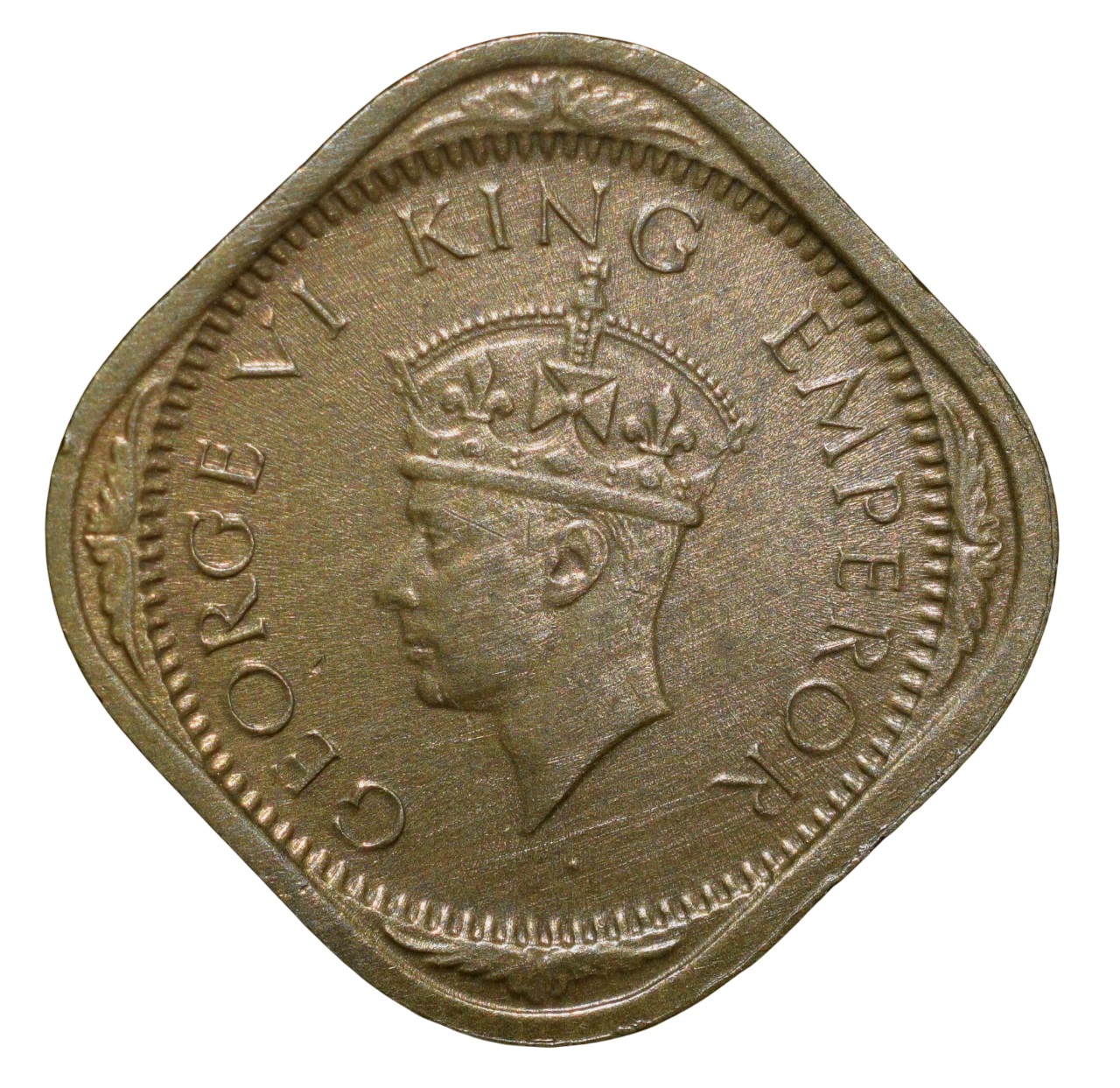 Nickel-Brass 1/2 Anna of George VI (AD 1942) of Bombay Mint Head Type II Beautiful Grade