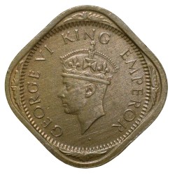 Nickel-Brass 1/2 Anna of George VI (AD 1942) of Bombay Mint Head Type II Beautiful Grade