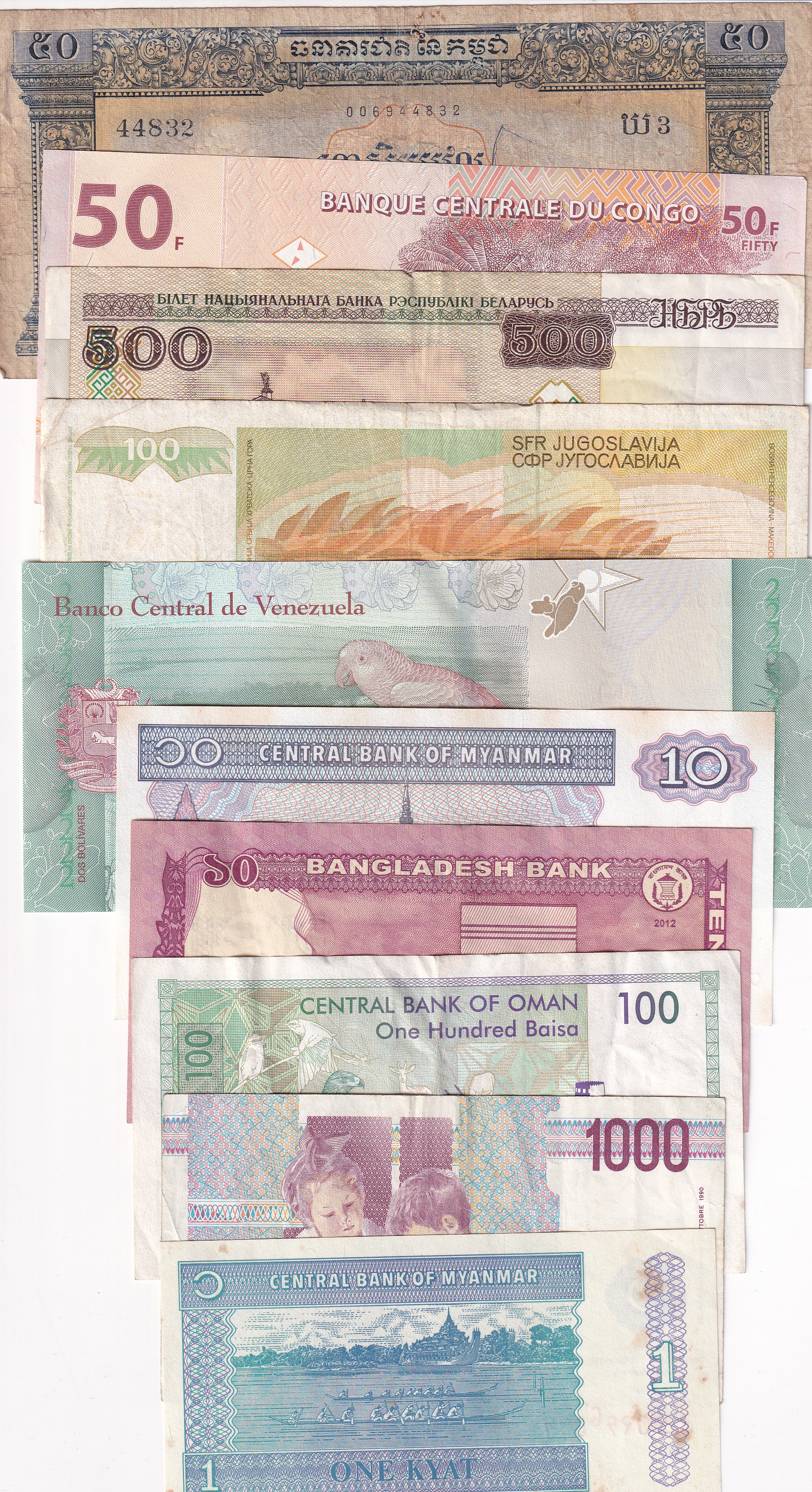 10 Different Counties Bank Note Set (10 Pcs Lott)#Sku-40