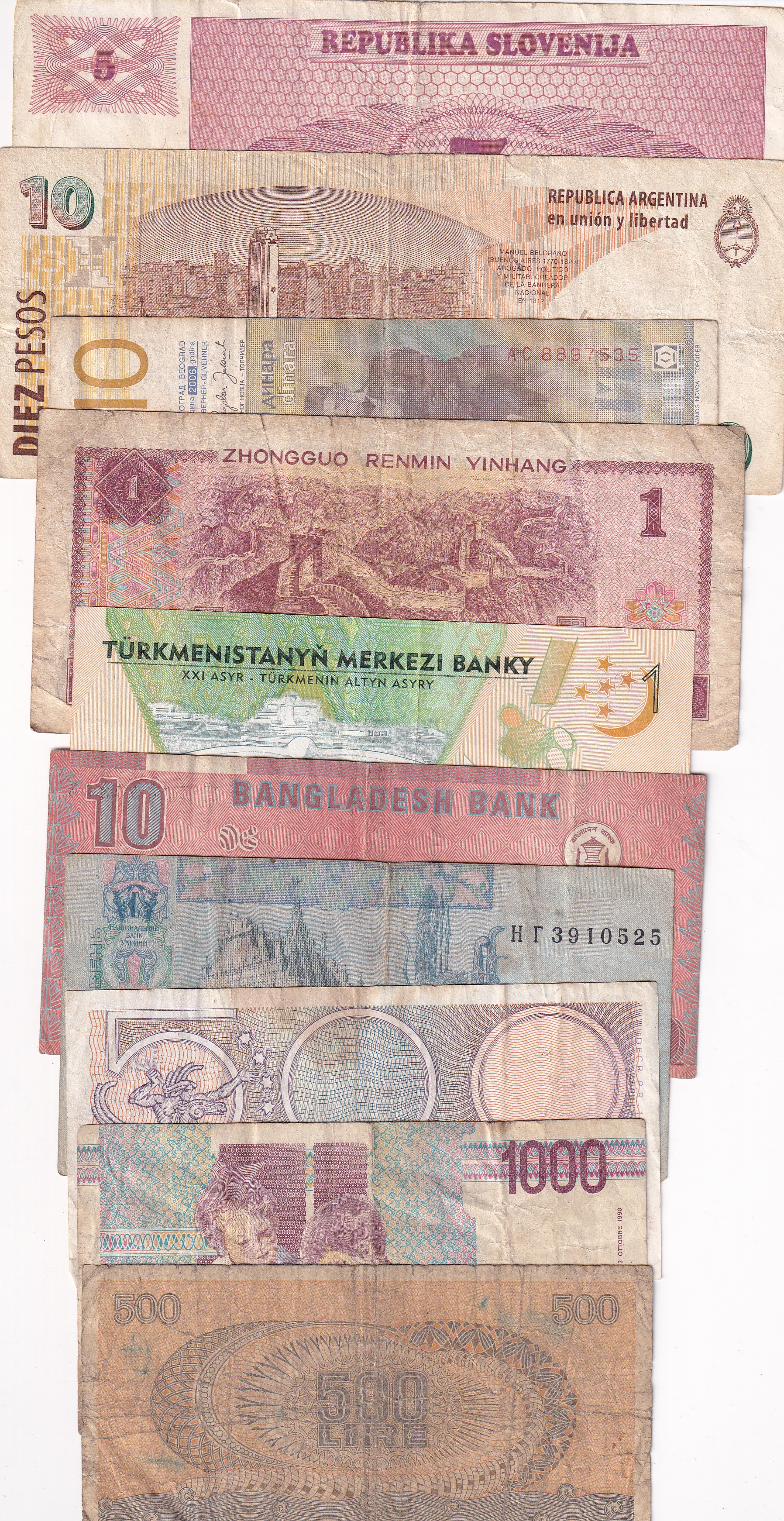 10 Different Counties World Bank Note Set (10 Pcs Lott)#Sku-44