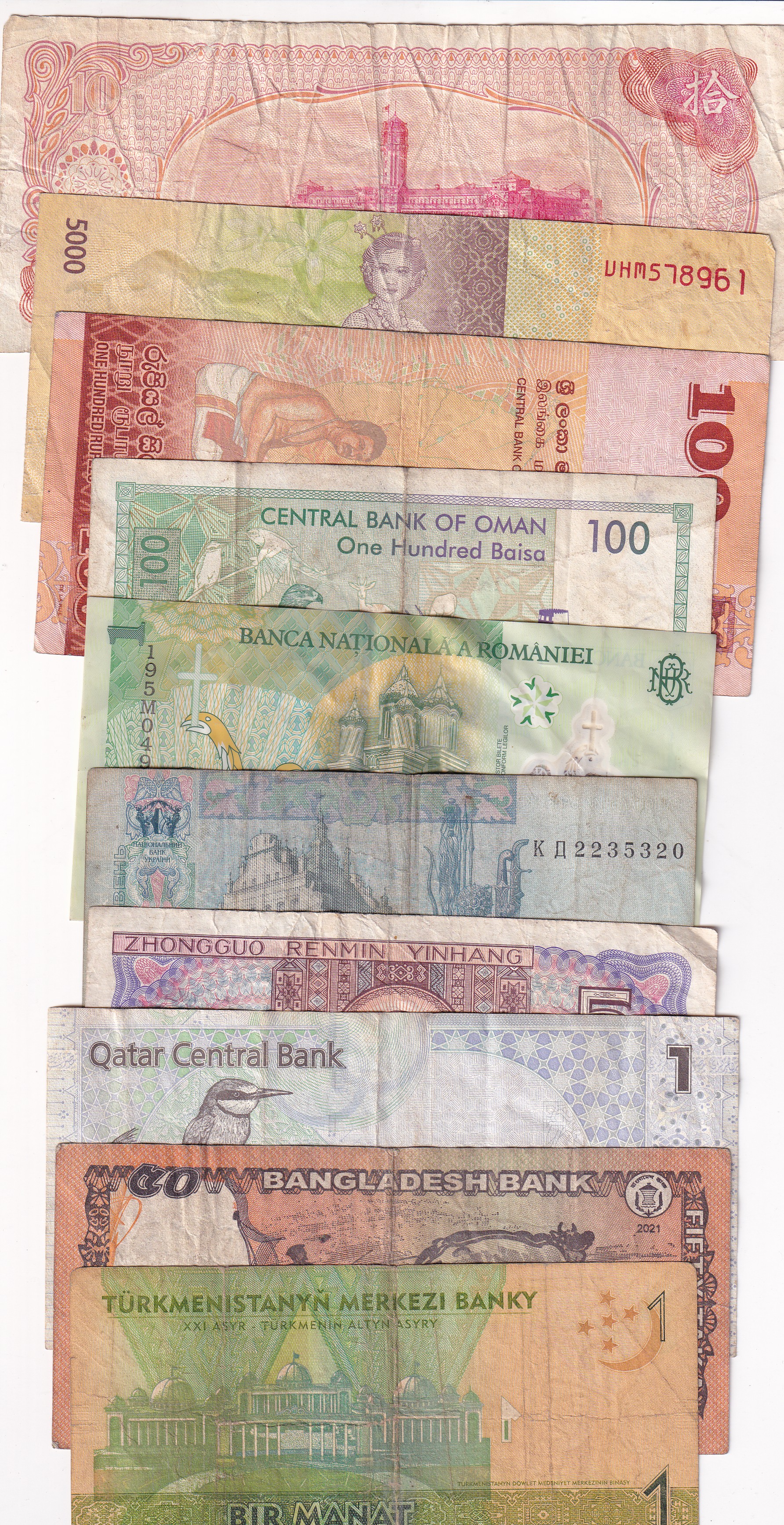 10 Different Counties World Bank Note Set (10 Pcs Lott)#Sku-45