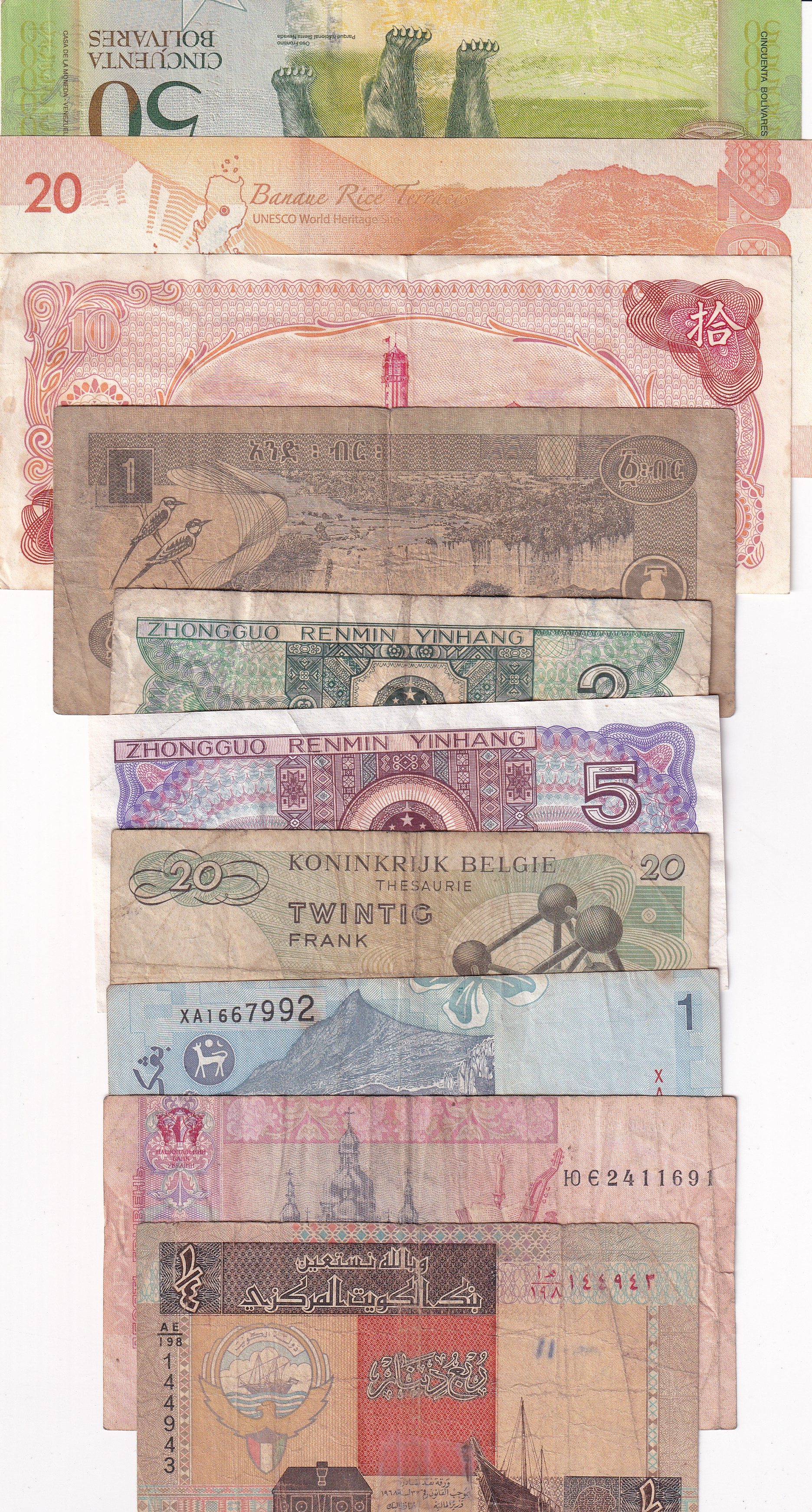 10 Different Counties World Bank Note Set (10 Pcs Lott)#Sku-46
