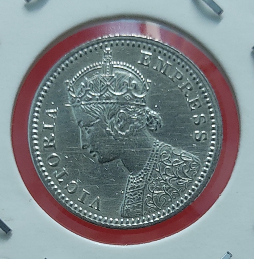 1/4 Rupee Silver Coin Victoria Empress 1886 Calcutta Mint