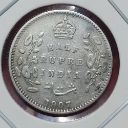 Half Rupee Silver Coin Edward Year 1907
