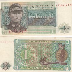 Myanmar 1 Kyat Rare GEM UNC Note