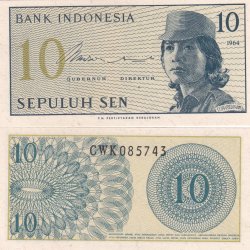 Indonesia 10 Sen Rare GEM UNC Note