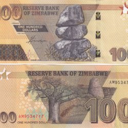 Zimbabwe 100 Dollars Rare GEM UNC Note