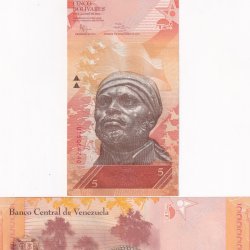 Venezuela 5 Bolívares Rare GEM UNC Note