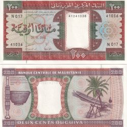 Mauritania  200 Ouguiya Rare GEM UNC Note