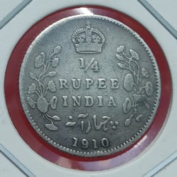 Rare 1/4 Rupee Edward VIII 1910 Bombay Mint