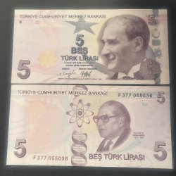 Turkey 5 Lira purple Rare GEM UNC Note
