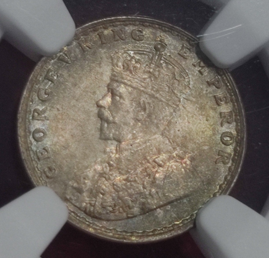 Two Anna George V 1915 Bombay NGC Graded MS 63