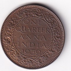 British India ¼ Anna 1939 George VI Rare UNC Coin #Z-186