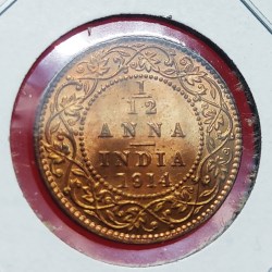 1/12 Anna George V 1914 Calcutta Mint Brilliant UNC Condition