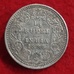 1/4 Rupee Victoria Empress 1886 Calcutta Mint