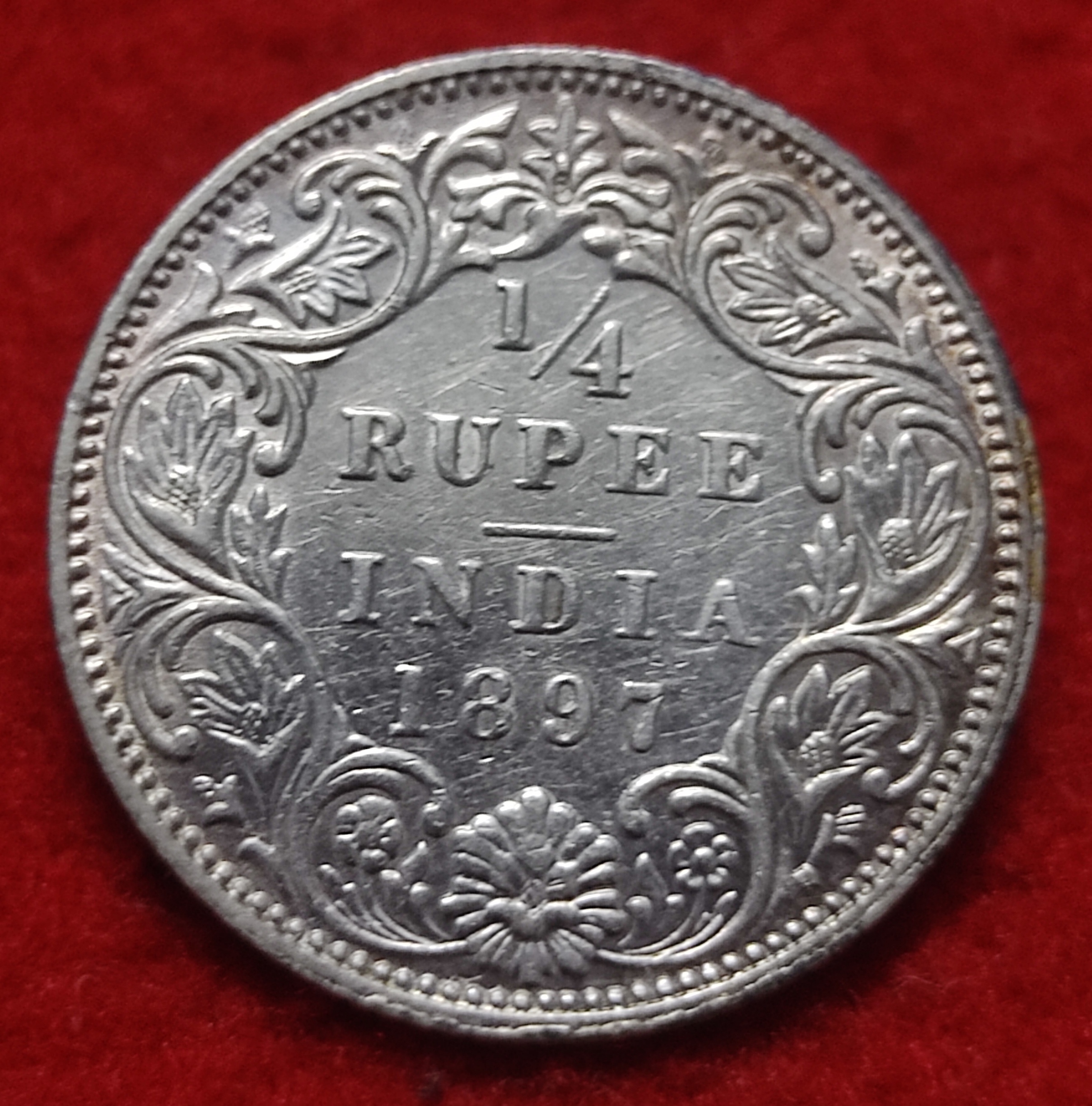 Rare 1/4 Rupee Coin Victoria Empress 1897 Bombay Mint