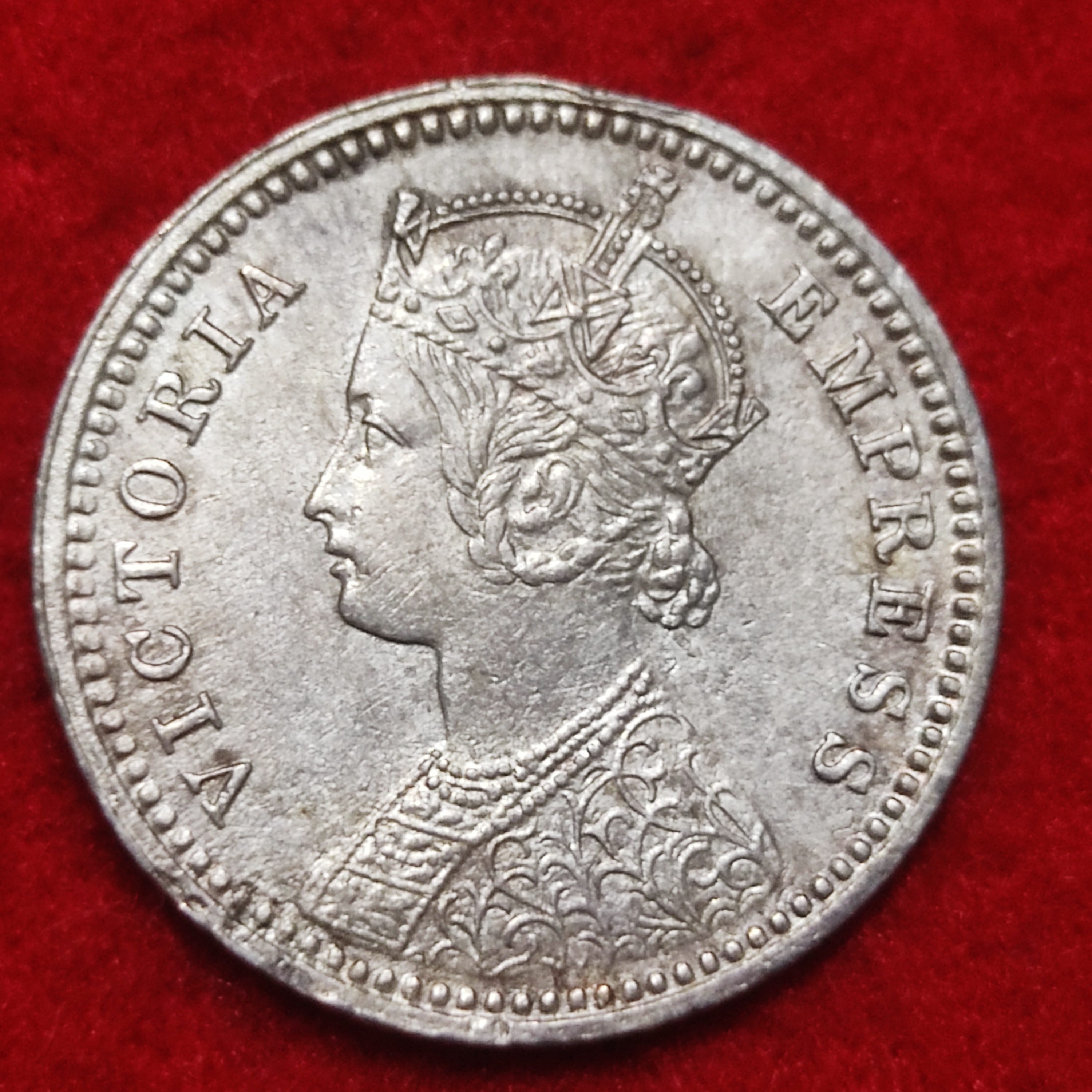 1/4 Rupee Victoria Empress 1893 Calcutta Mint