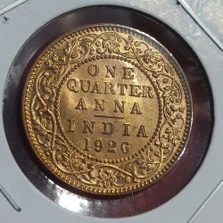 One Quarter Anna George V 1926 Bombay BU Condition