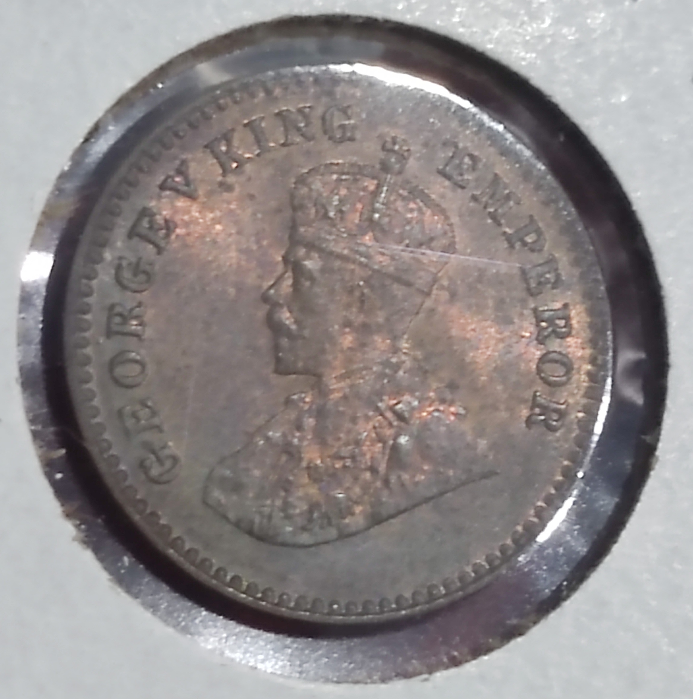 1/12 Anna George V 1933 Calcutta Toned UNC Condition