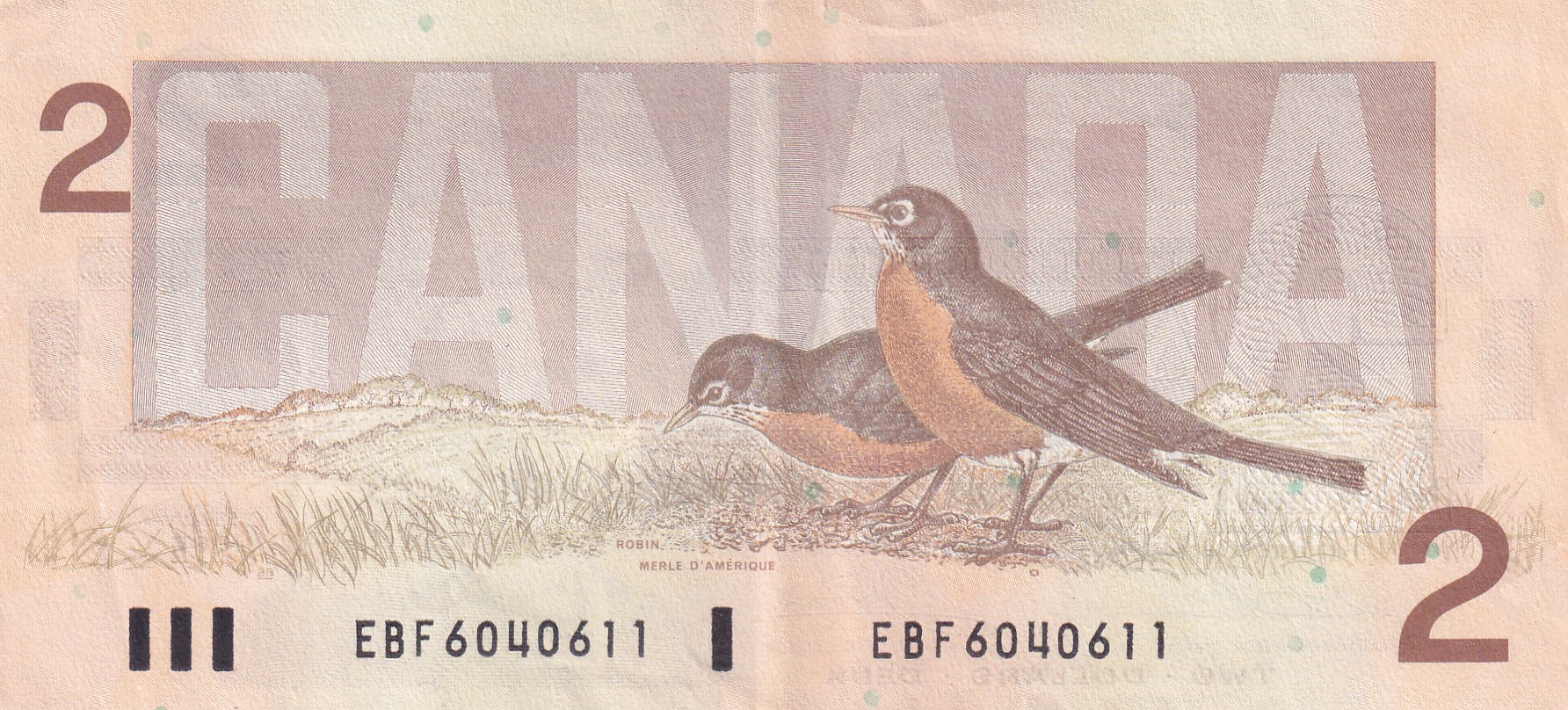 Canada 2 Dollars Rare Rare Note #B2