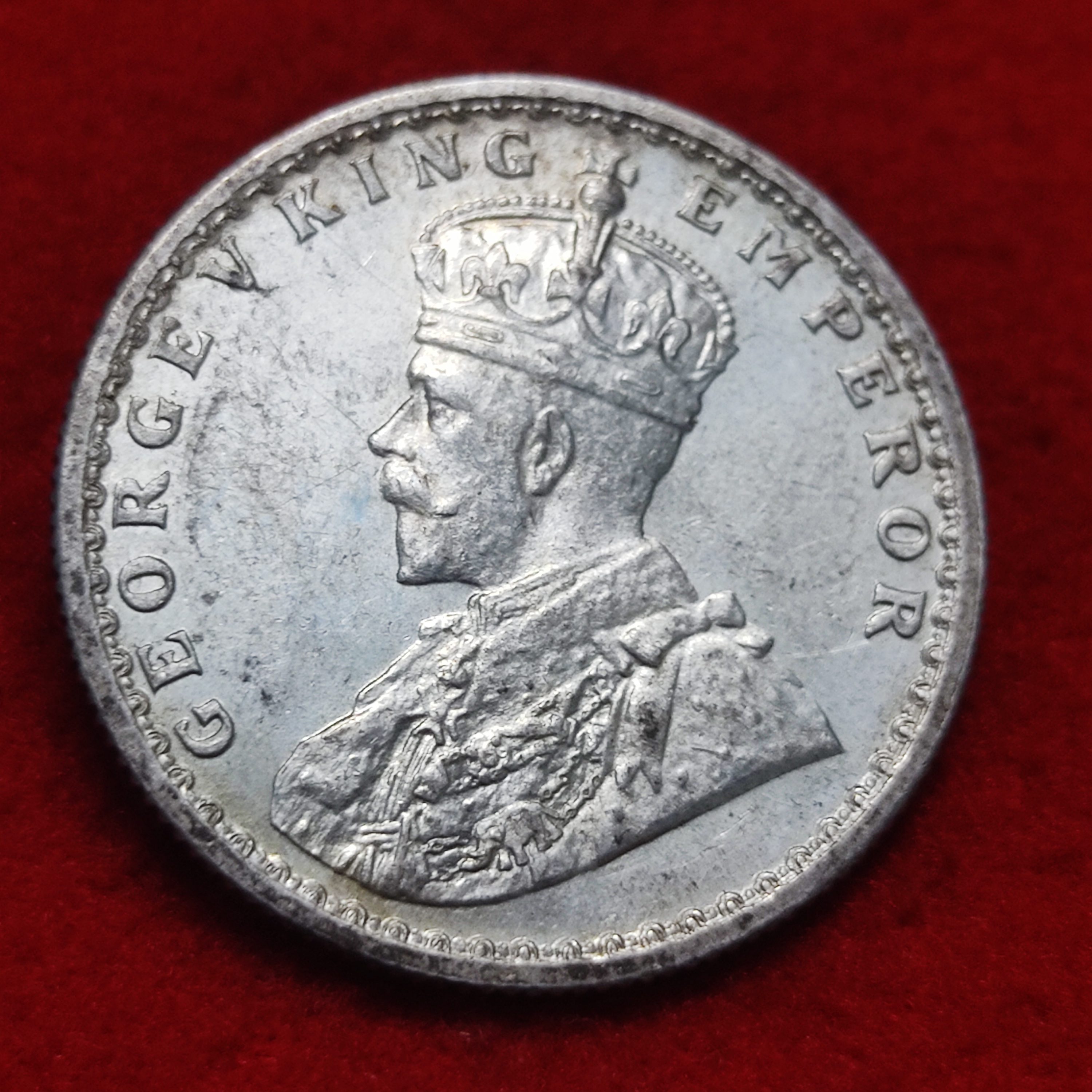 Half Rupee Silver Coin George V 1924 Calcutta Mint