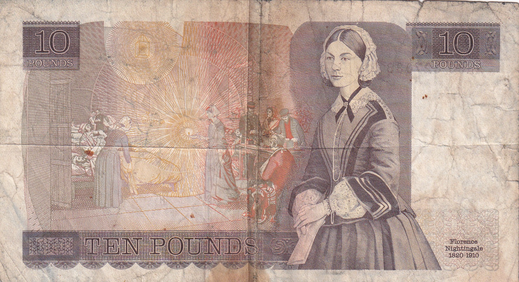 England 10 Pounds Elizabeth II Old Issue Rare Note #B2