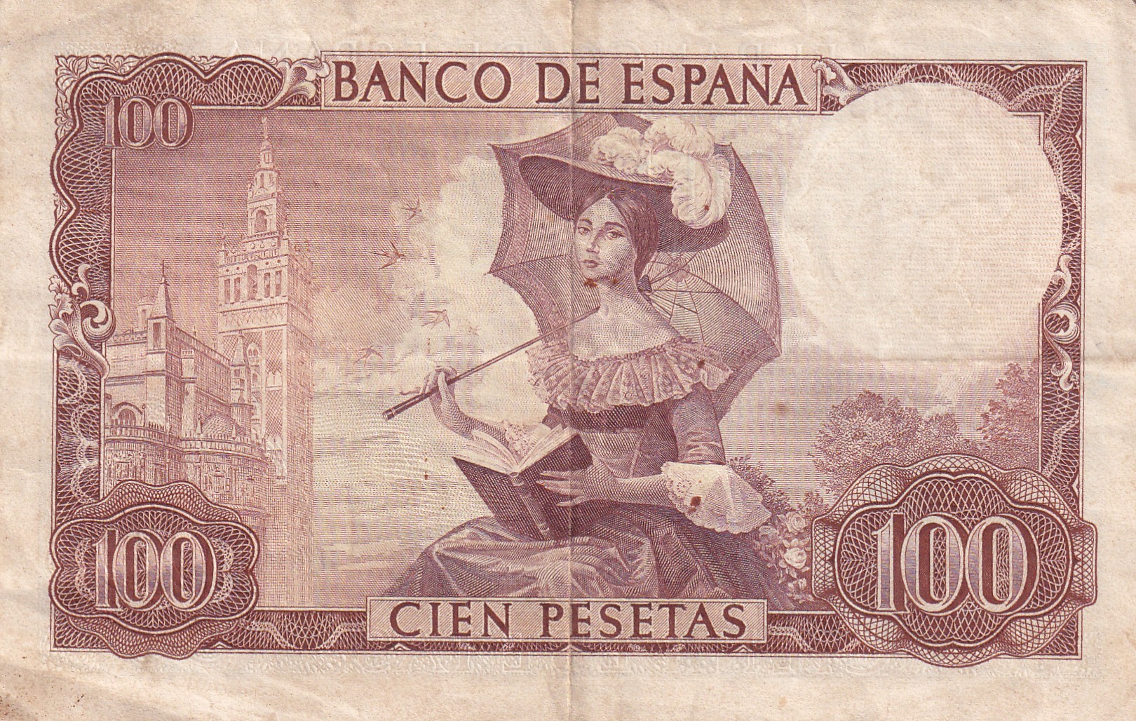 Spain 100 Pesetas Rare Note #B2