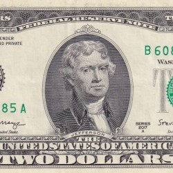 America 2 Dollar (Federal Reserve) Rare UNC Note #B2
