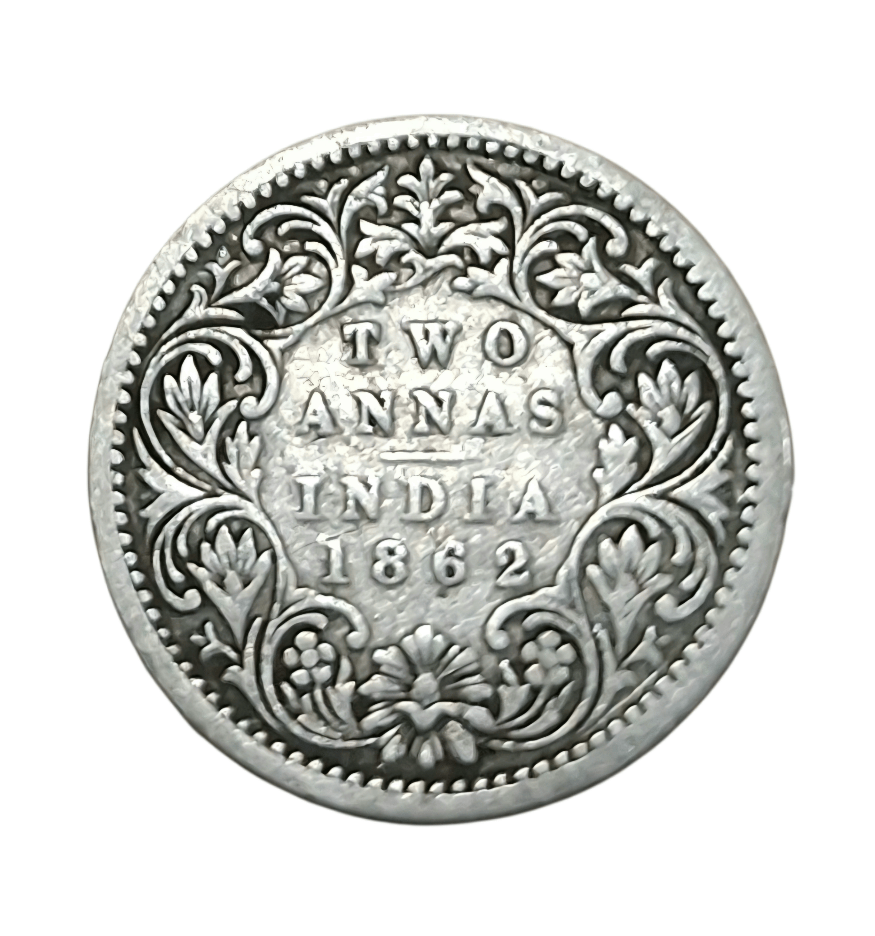 British India Silver 2 Anna's Year 1862 Queen Victoria **Scare** Collectable Grade.