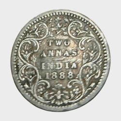 British India Silver 2 Anna's Year 1888 Victoria Empress **Scare** Collectable Grade.