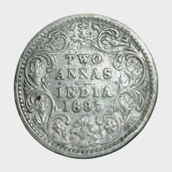 British India Silver 2 Anna's Year 1897 Victoria Empress in High Collectable Grade.