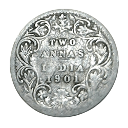 British India Silver 2 Anna's Year 1901 Victoria Empress in Collectable Grade.