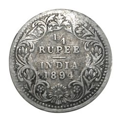 British India Silver 1/4 Rupee Year 1894 Victoria Empress in Collectable Grade.