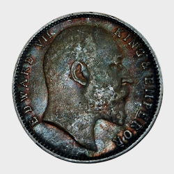 British India Silver Rupee Year 1904 King Edward-VII in High Collectable Grade with Natural Rainbow Tonnig.