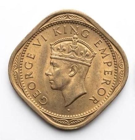 British India 2 Annas 1944 George VI Rare UNC Coin#Z-176